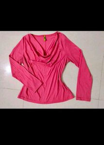 Pink Cowl Neck Top