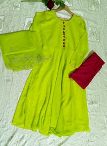 Lime Green Anarkali Suit