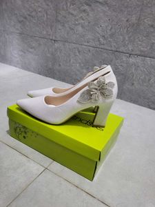 White Glitter Heels