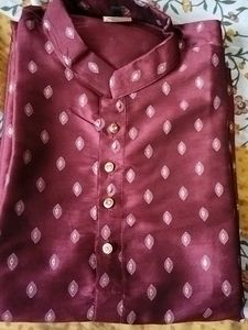 Maroon Patterned Kurta
