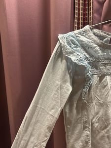 Cute Blue Long Sleeve Top