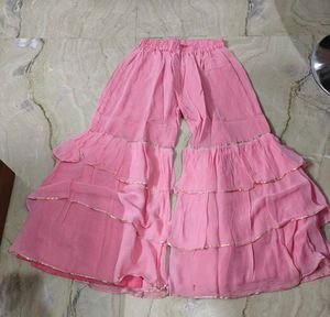 Pink heavy embroidery work kurta n garara dup