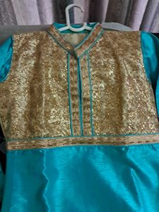 A- Line Sea Green Party Wear Kurta