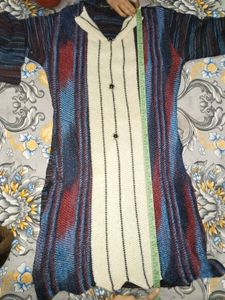 Vintage Striped Woollen Kurti Pullover