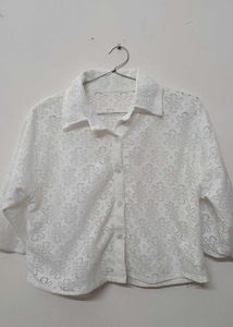 Cotton Fancy Chikankari Shirt Crop Top