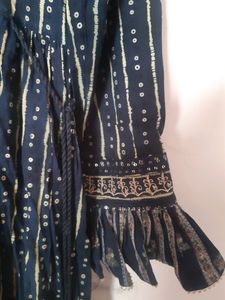 Long Cotton Dress With Embrodary Neck Flore Lenth