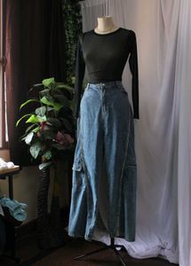 Cargo Denim Rhinestones Pants