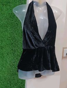Y2K Velvet Velour Halter-Neck Eve Top