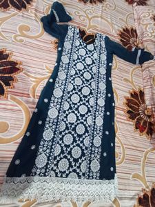 Teal Colored Garara Kurti Set