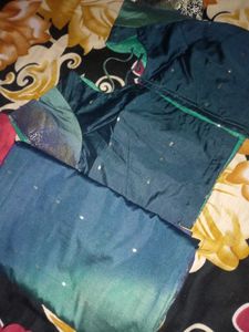 Saree Fabric - Teal & Green