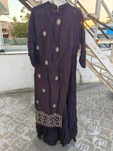 Hand Work Dark Purple Color Ethnic Gown
