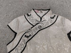 White And Black Embroided Traditional Cheongsam