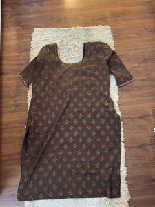 Brown Floral Print Kurta Set