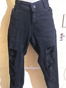 Distressed Black Denim Jeans