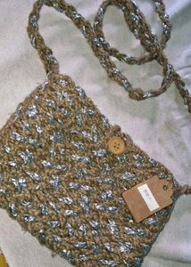 Handmade Jute & Silver Crossbody
