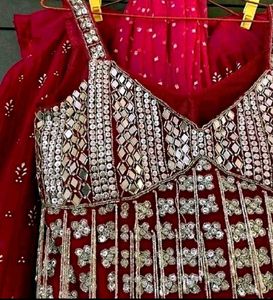 💞Hot Pink Mirror Work Lahenga💞