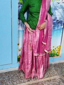 Banarsi Silk Lehnga Choli  With Heavy Dupatta