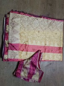 Brown Dotted Saree