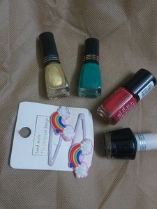 Nail Paints Combo of 4 N 1 pair Tic Tac Pin