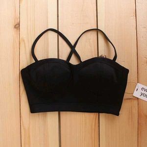 Black Crop Top (Padded)