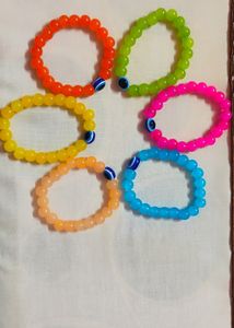 Colorful Beaded Bracelets with Evil Eye Detail (Se