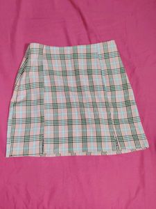 Pink Plaid Mini Skirt