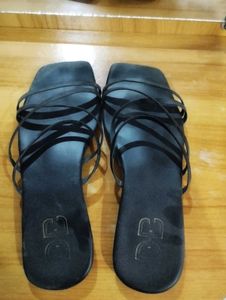 Sleek And Simple Flat Black Sandal