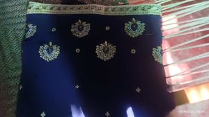 Elegant Navy Blue Embroidered Saree