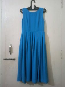 Blue Sleeveless Fit & Flare Dress