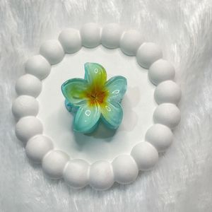 Sky Blue Scrunchie + Floral Claw Clip Combo
