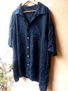 Burnt Umber Dark Blue Oversized Shirt (Women)