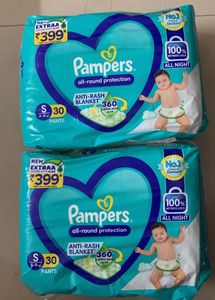 Pampers S Size Diapers - 30 Pants Each - Pack Of 2