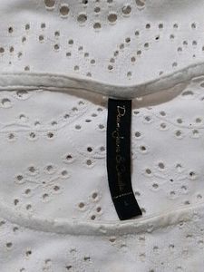 White Eyelet Ruffle Sleeve Top