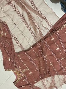 Elegant Brown &amp; Gold Embroidered Indian Outfit
