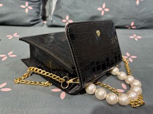 Crocodile Embossed Pearl Handle Bag