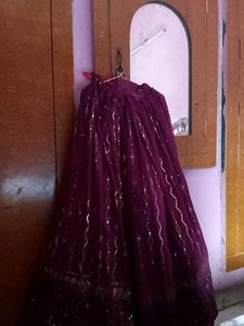 Burgundy Embellished Lehenga Skirt