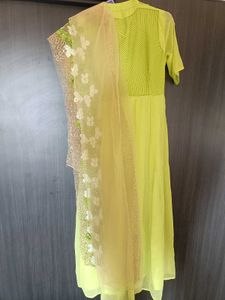 Elegant Lime Green Anarkali Kurta Set