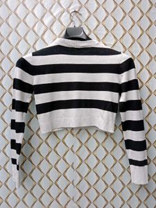 New With Tag Korean Stripped Bodyfit Wool Top