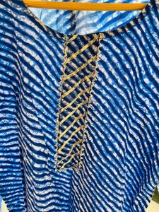 Blue Leheriya Print Kurta