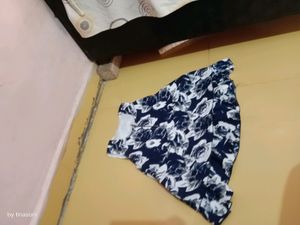 Nevy Blue Crop Top With Floral Print