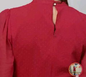 Women Red Self Design Fit and Flare Dress