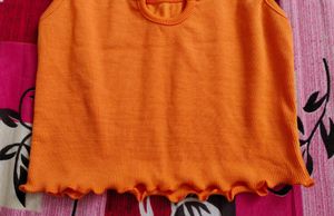 Orange Ribbed Crop Tank
