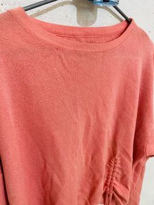 Oversize Peach Sweater Cum Top