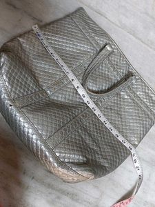 Silver Quilted Tote Bag