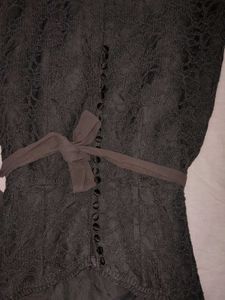 Grey Strapless Lace Dress