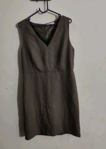 Mango Olive Green V-Neck Dress