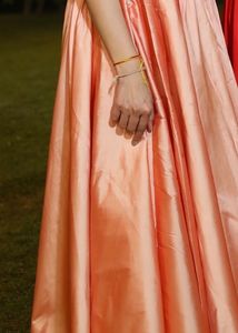 Peach Color Organza Tissue Gown with Smart Work