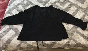 Black Lace Flare Top With Knots For Fitting