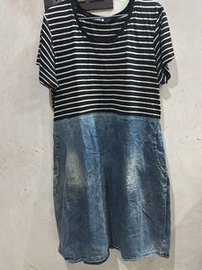 Striped Top Denim Dress