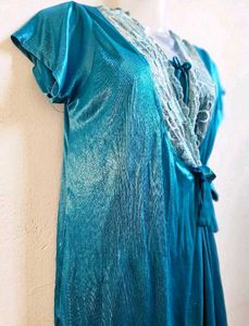 Teal Satin Nightsuit